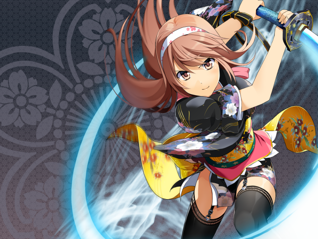 Световой меч в руке девушки аниме Onigirl