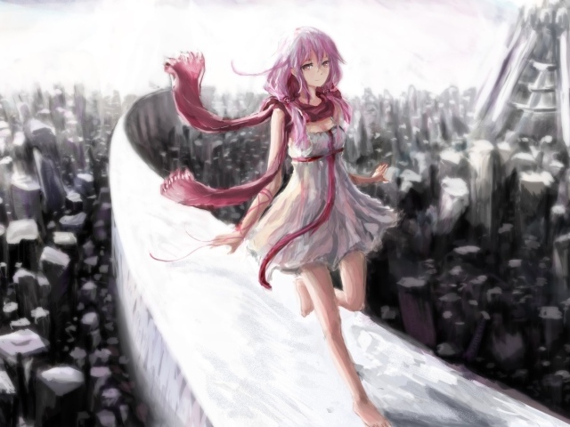 Розовые волосы у девушки в аниме Корона греха