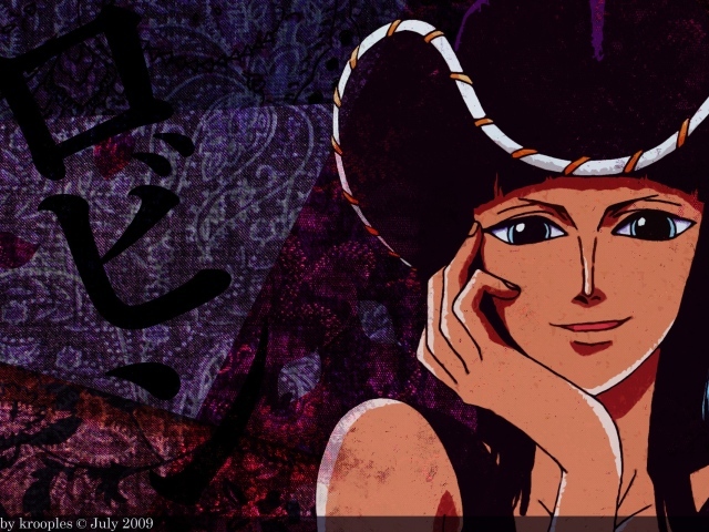 Грустная Нико Робин в шляпе, аниме Большой куш