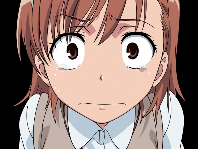 Грустная девушка из аниме Некий научный Рейлган