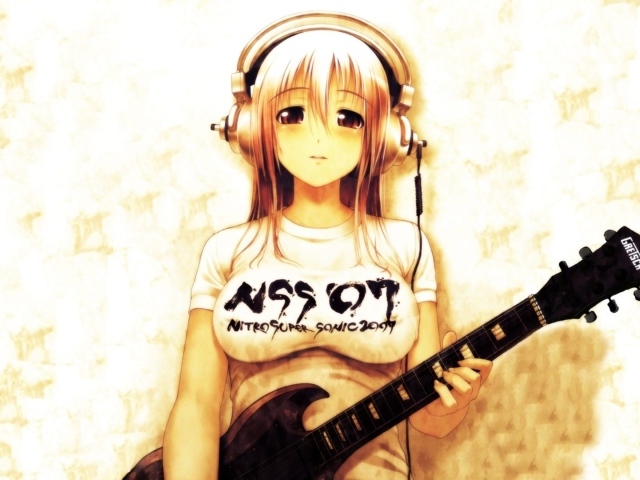 Супер Соника, аниме девушка с гитарой