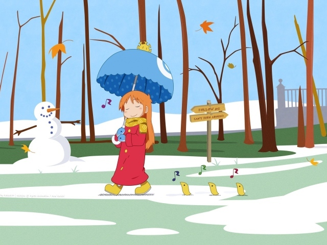 Девочка под зонтиком в аниме Нитидзё