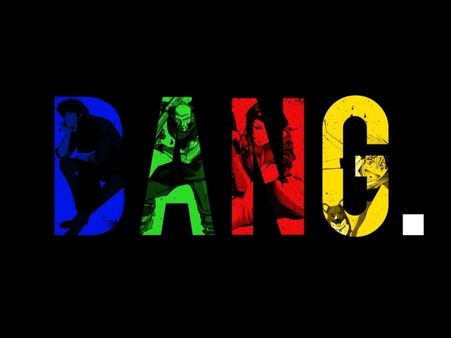 Надпись на черном фоне, аниме Ковбой Бибоп