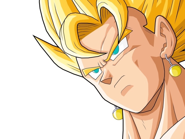 Желтые серьги и волосы у персонажа аниме Dragon Ball