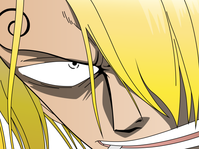 Желтые волосы на лице Санджи, аниме Большой куш
