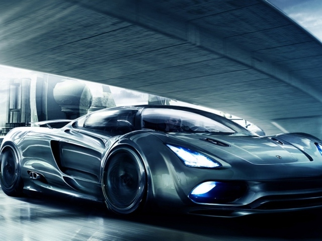 Черный автомобиль будущего Koenigsegg Agera