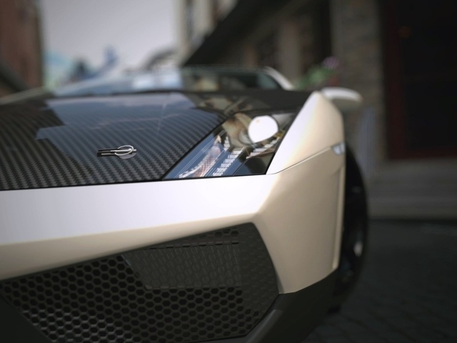 Карбоновый капот белого Ламборгини