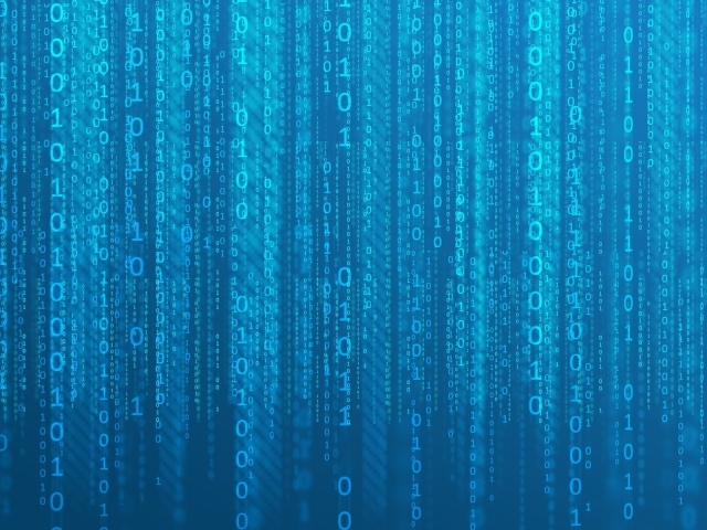 Двоичный код, голубой фон