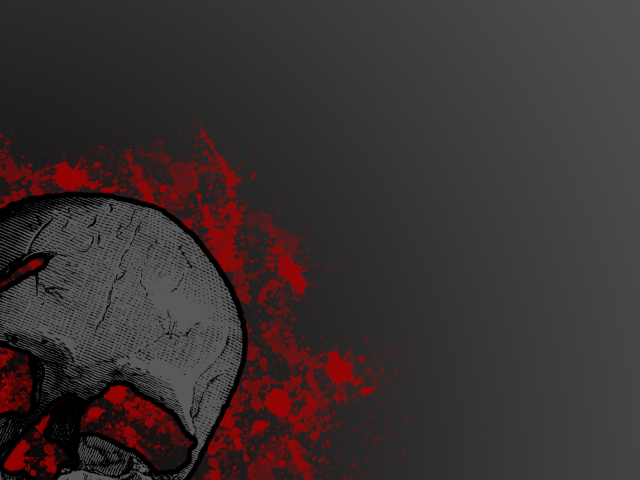 Горящий череп, серый фон