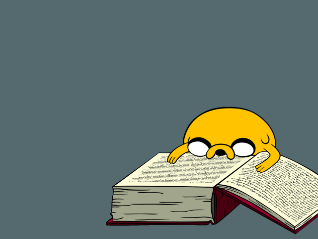 Герой мультфильма читает книгу