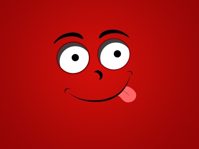 Веселая мордашка на красном фоне