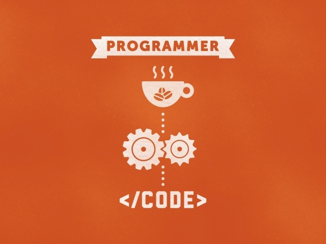 Кофе для программиста, оранжевый фон