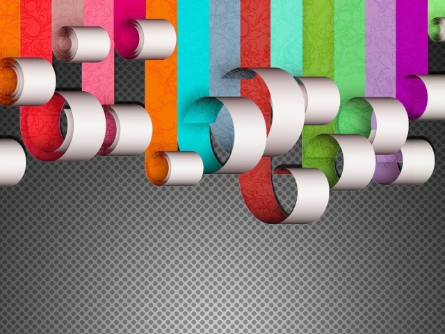 Свернувшиеся ленты на сером фоне