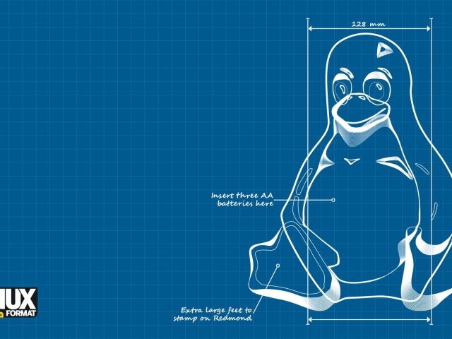 Чертеж пингвина Linux GNU