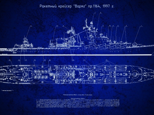 Схема ракетного крейсера Варяг