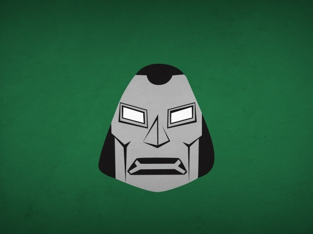 Лицо доктора Дум, зеленый фон