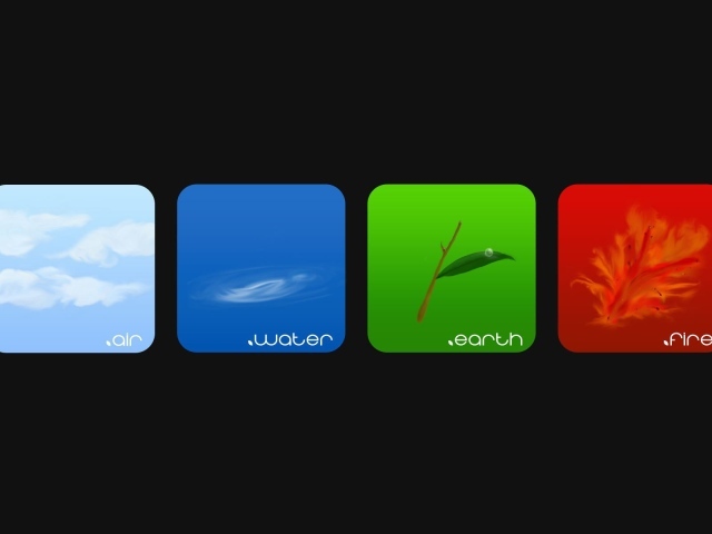 Четыре стихии на сером фоне