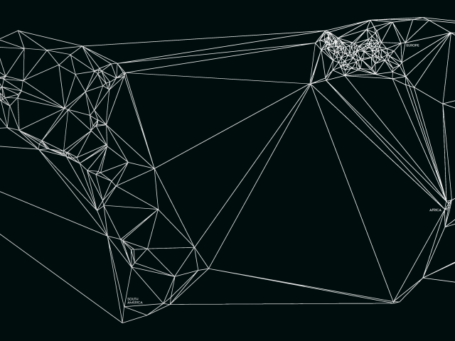 Геометрическая карта мира Nicholas Felton, черный фон
