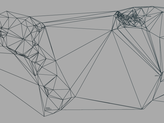 Геометрическая карта мира Nicholas Felton, серый фон