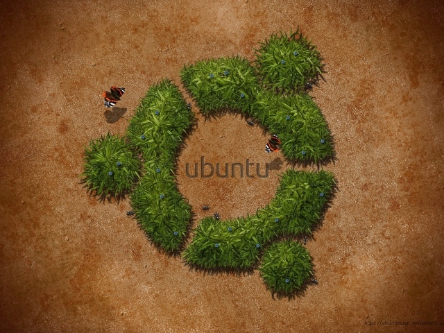 Трава в пустыне, фон Ubuntu