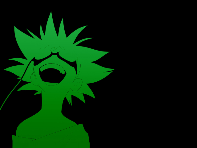 Зеленое лицо на черном фоне, аниме Ковбой Бибоп