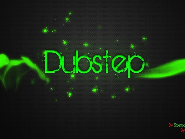 Зеленая надпись Дабстеп, серый фон