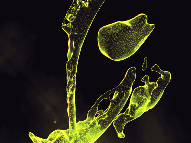 Капли зеленой жидкости на черном фоне