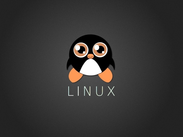 Пингвин Линукс, серый фон