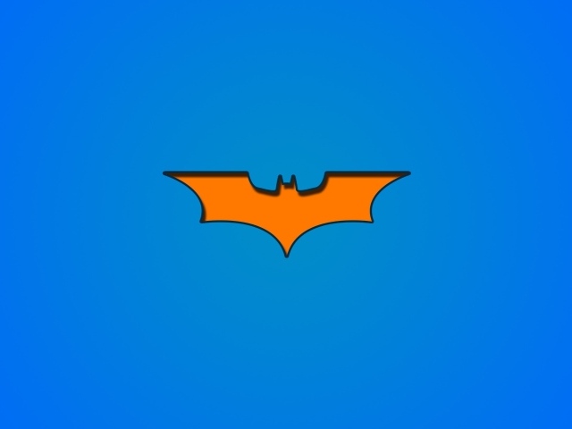 Оранжевый символ Бетмана на голубом фоне