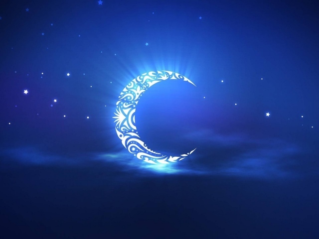 Орнамент на луне, голубой фон