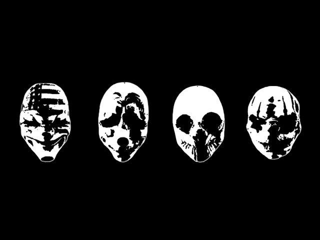 Маски Payday 2, черный фон