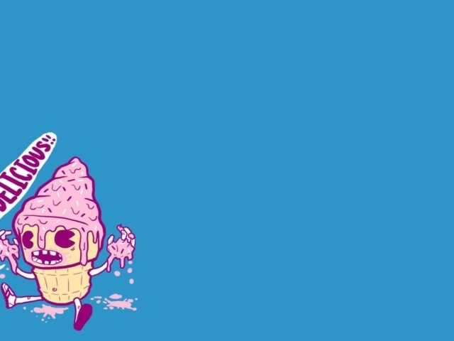 Розовое мороженое, голубой фон