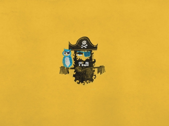 Пират и попугай, желтый фон