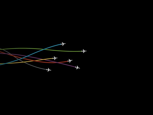 Самолеты оставляют следы на черном фоне