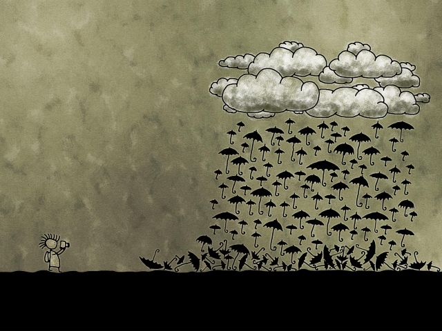 Дождь из черных зонтиков