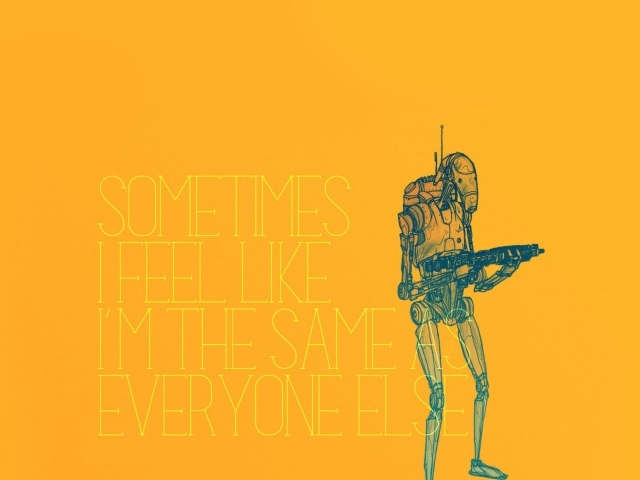 Робот солдат, оранжевый фон