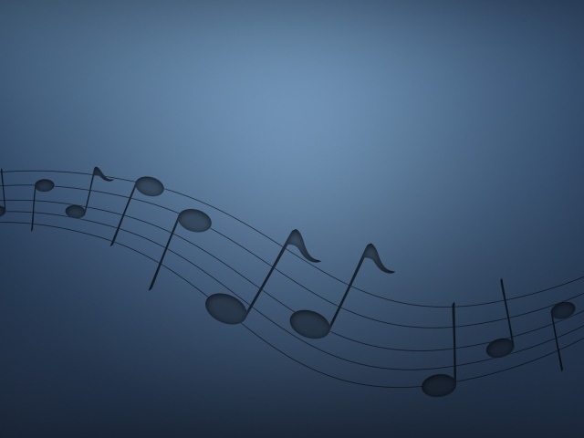 Нотный стан, голубой фон