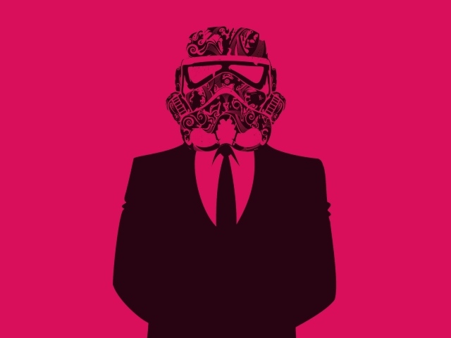 Вейдер в костюме, розовый фон