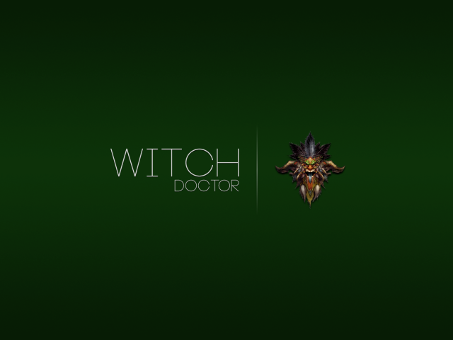 Ведьмин доктор из игры Diablo 3, зеленый фон