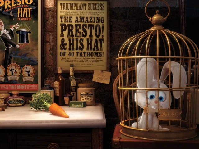 Грустный кролик в клетке, мультфильм