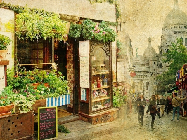 Цветочная лавка на одной из улиц Парижа