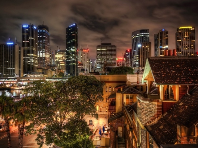 Огни ночного города, фото HDR