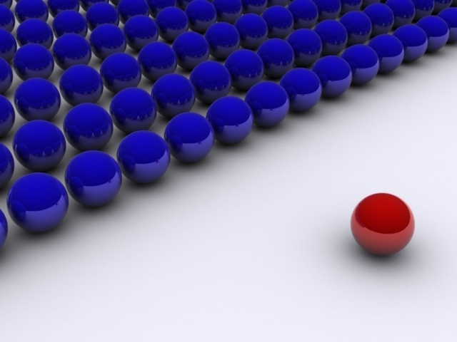 Один красный шар против синих