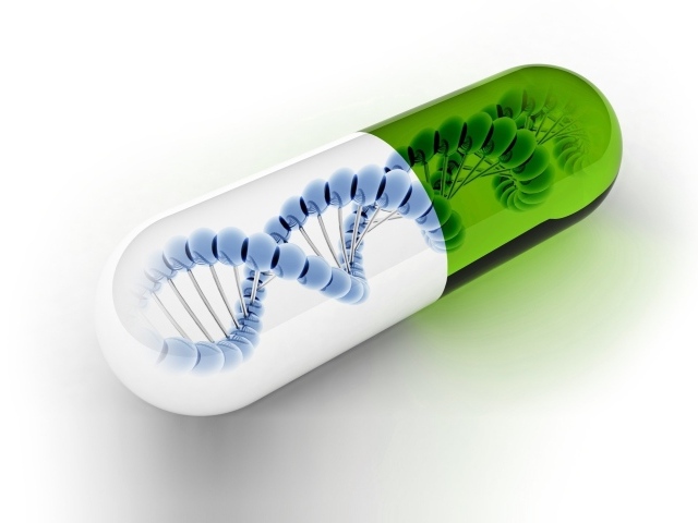 ДНК в капсуле, белый фон