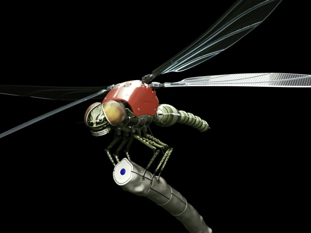 Стрекоза робот на железном стебле