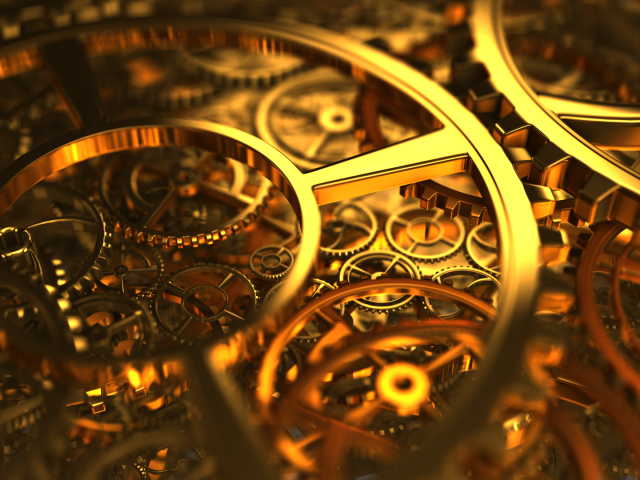 Золотые шестеренки на часах