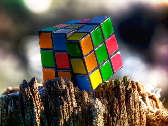 Кубик Рубика на остатках дерева