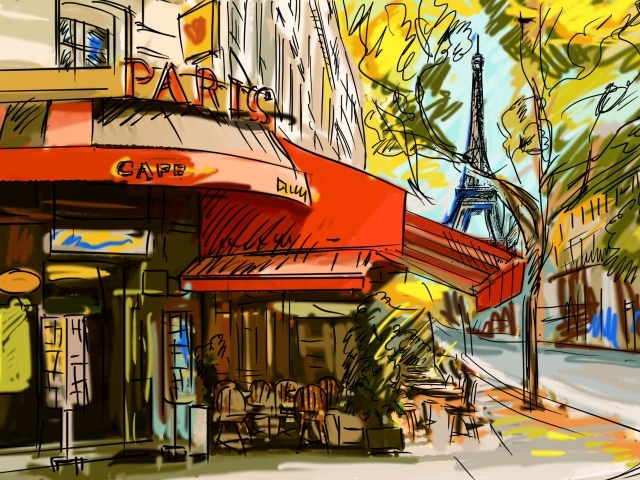 Улочка Парижа на рисунке
