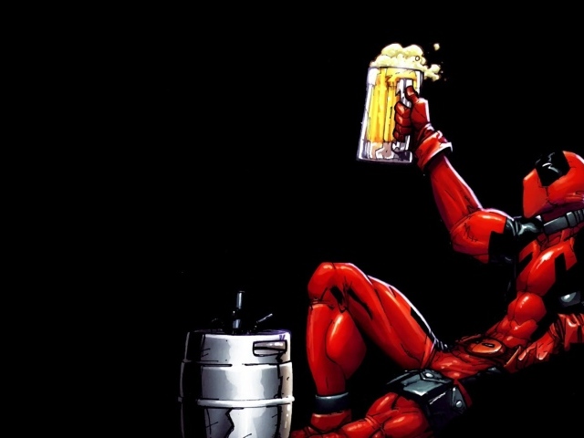 Дэдпул пьет пиво