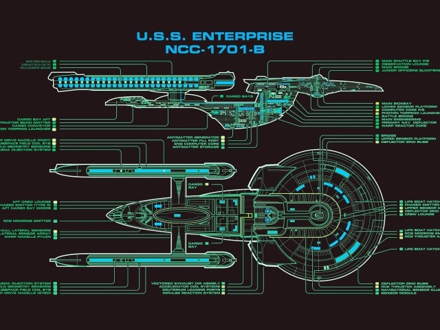 Чертеж корабля Энтерпрайз, сериал Звездный путь